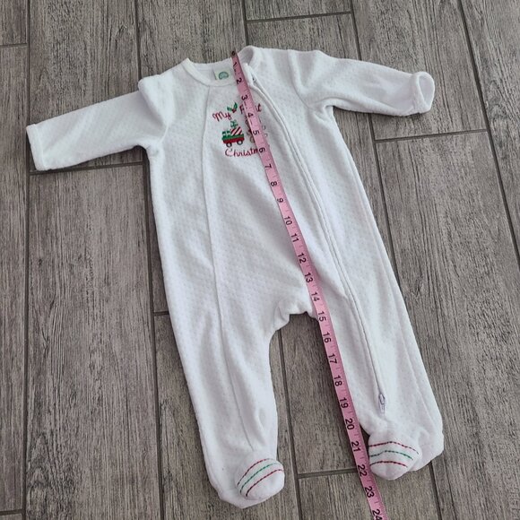 Little Me “My First Christmas” Baby Footed Sleeper White Holiday One-Piece 6M - Picture 8 of 8